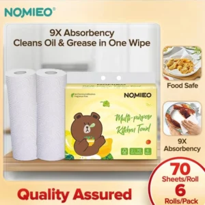[Bundle of 2] Nomieo New Multi-purpose Kitchen Towel 70 Sheets 2ply Per Roll Absord Water&Oil Family Pack Large Capacity - Knapdirect