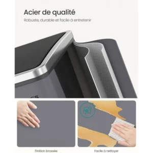 Kitchen Trash Can, 2 x 15 Liters, 2-Compartment Waste Separation System, Includes 15 Garbage Bags, Waste Bin, Kick Bin, Recyclable Waste, Organic Waste, Softclose Lid, Compact Design, Rust Resistant, Modern Look, Removable Inner Buckets, Foot Pedal, Soft Close Lids, Practical Handles - Image 2